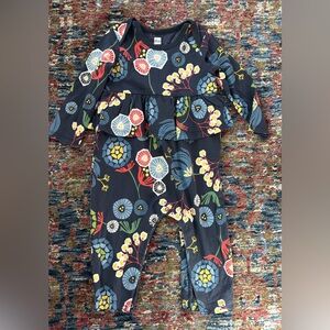 Tea Collection Floral Kids One Piece - Navy, Red, Yellow